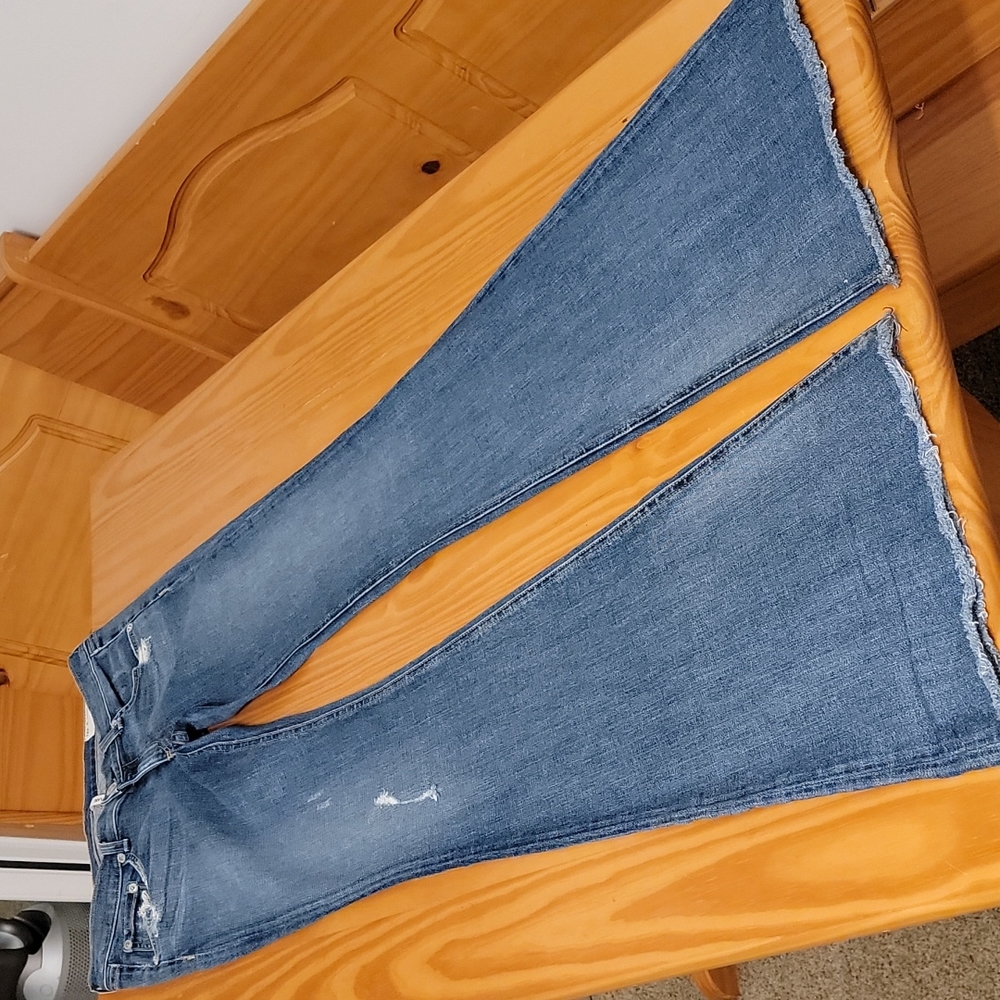 RAG & BONE Flare, Bell Bottom Distressed Jeans, Raw Hem, Color: Destroyed 29